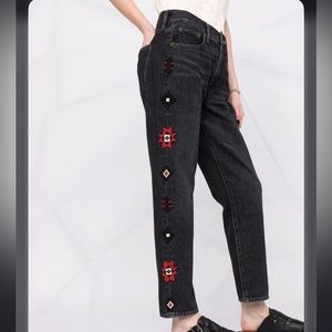 nwt 25 Avery boyfriend jeans Ralph Lauren black Aztec beads red white